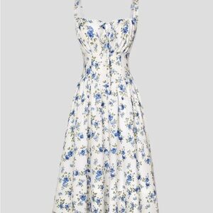 Floral Blue and White Milkmaid Dress